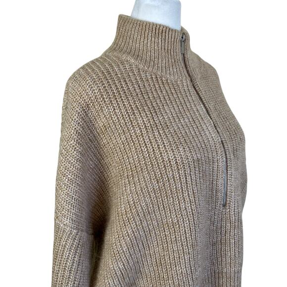 Calvin Klein Sz S Oversized Chunky Knit Boxy Sweater Mock Neck 1/2 Zip Cropped - Picture 4 of 16